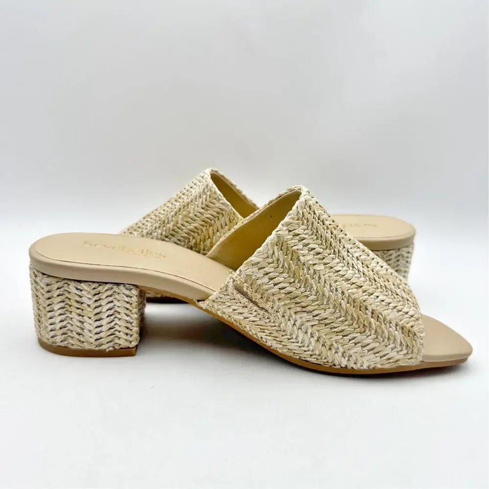 Seychelles Womens Pepper Raffia Heeled Sandal US 9 Natural Beige EUC